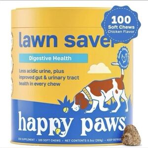 Happy Paws Lawn Saver Soft Chews | Dog Urine Neutralizer |Chicken Flavor | 100ct